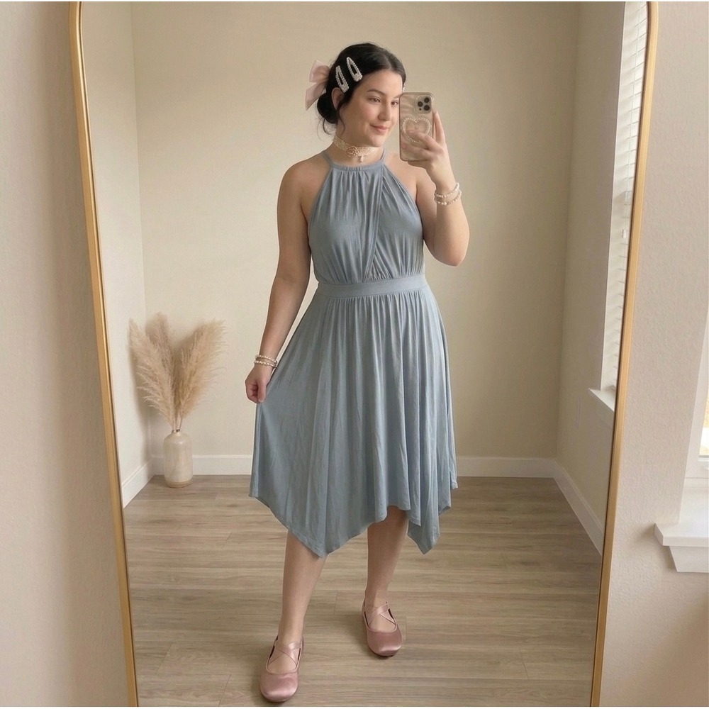 Anthropologie‎ Moulinette Soeurs Dress Medium Dusty Blue Coquette Balletcore